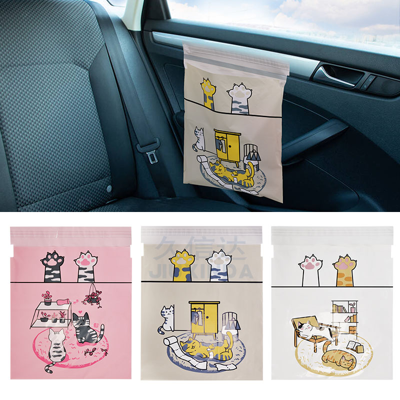 self adhesive garbage poly bag in the car on the seat trash plastic bag for car