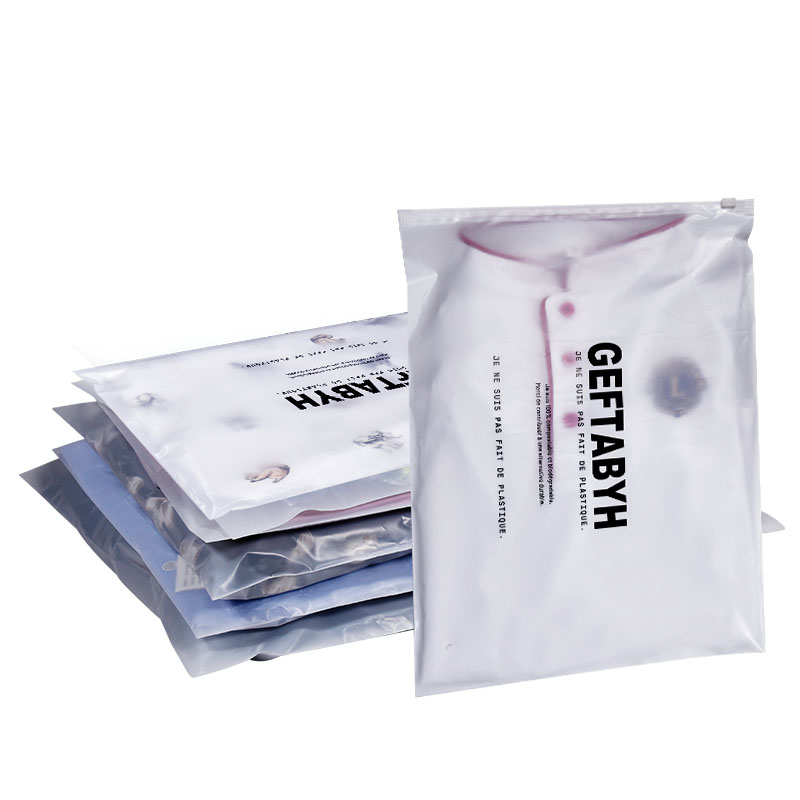 Frosted plastic zipper bag for clothing with logo